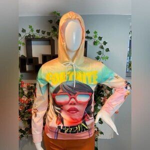 FORNITE Theme Vibin Tie Dyed Pullover Hoodie Fashion Sweatshirt M Junior RefJ026